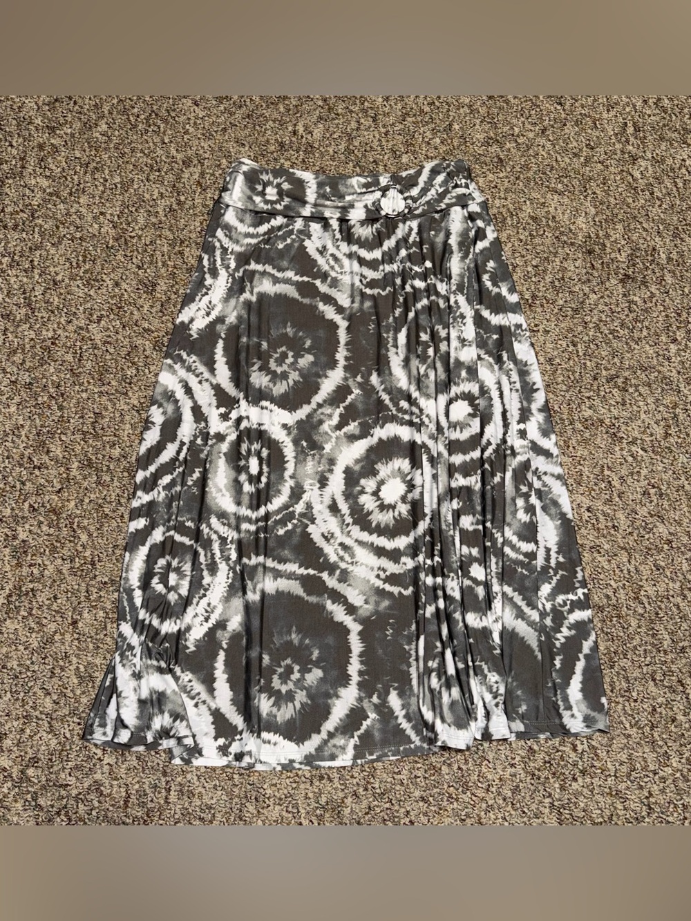Women's 2X shirt maki skirt Gray and White Tie-Dye Midi Skirt
